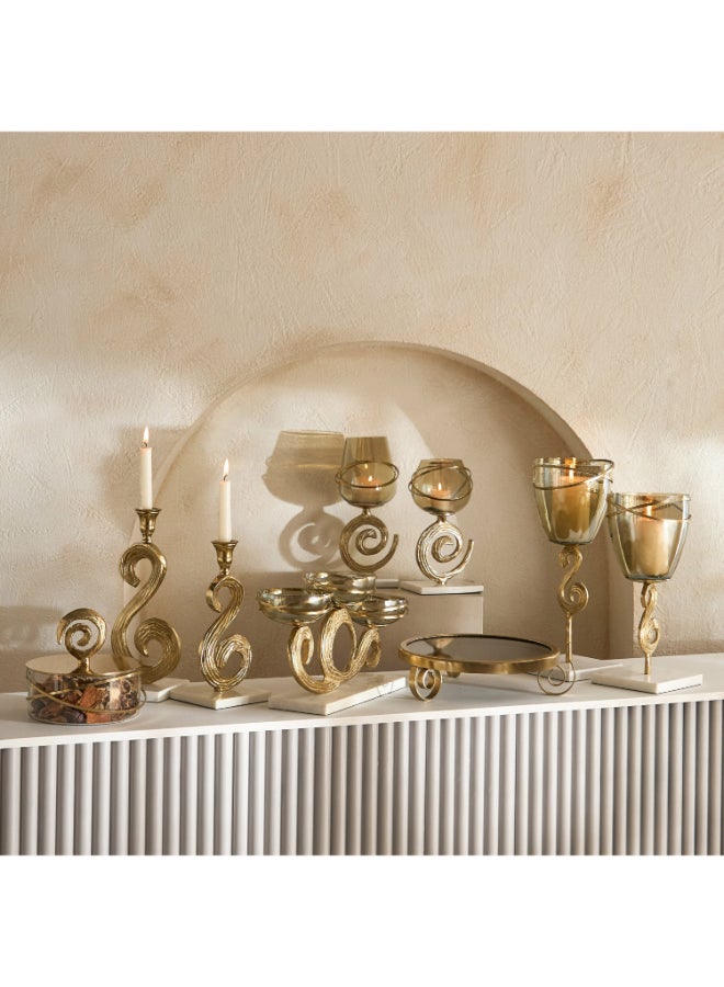 Home Box Sands and Palms Sahra Decorative Metal Footed Stand - 28x28x7 cm - Image 4